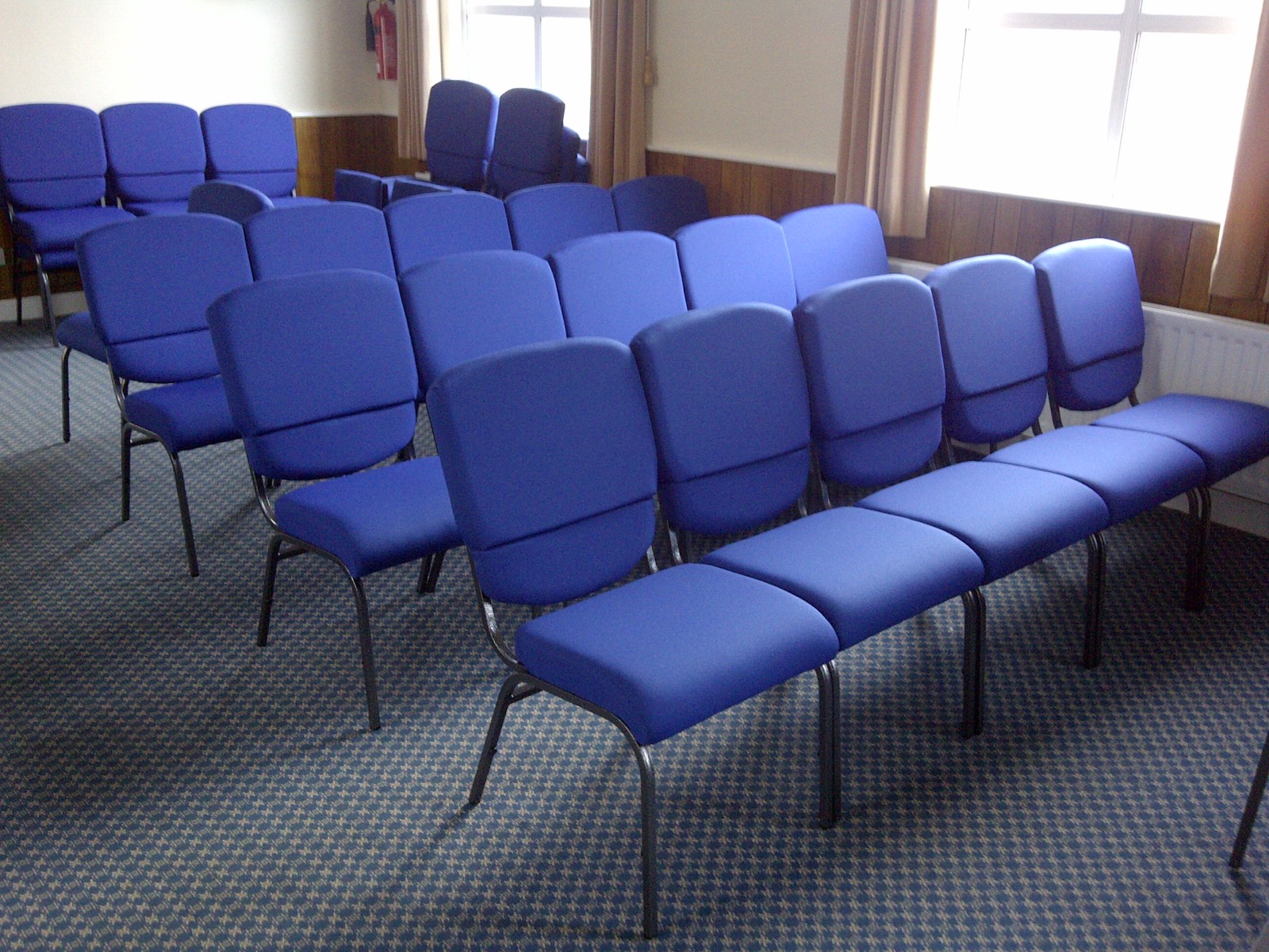 Auditorium seating installed in a church